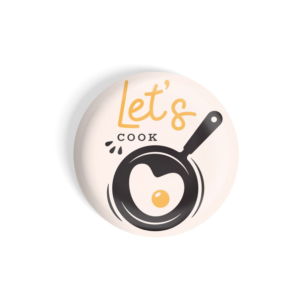 dhcrafts Round Fridge Magnet Pink Food Lovers Let's Cook Egg Glossy Finish Design Pack of 1 (58 mm)